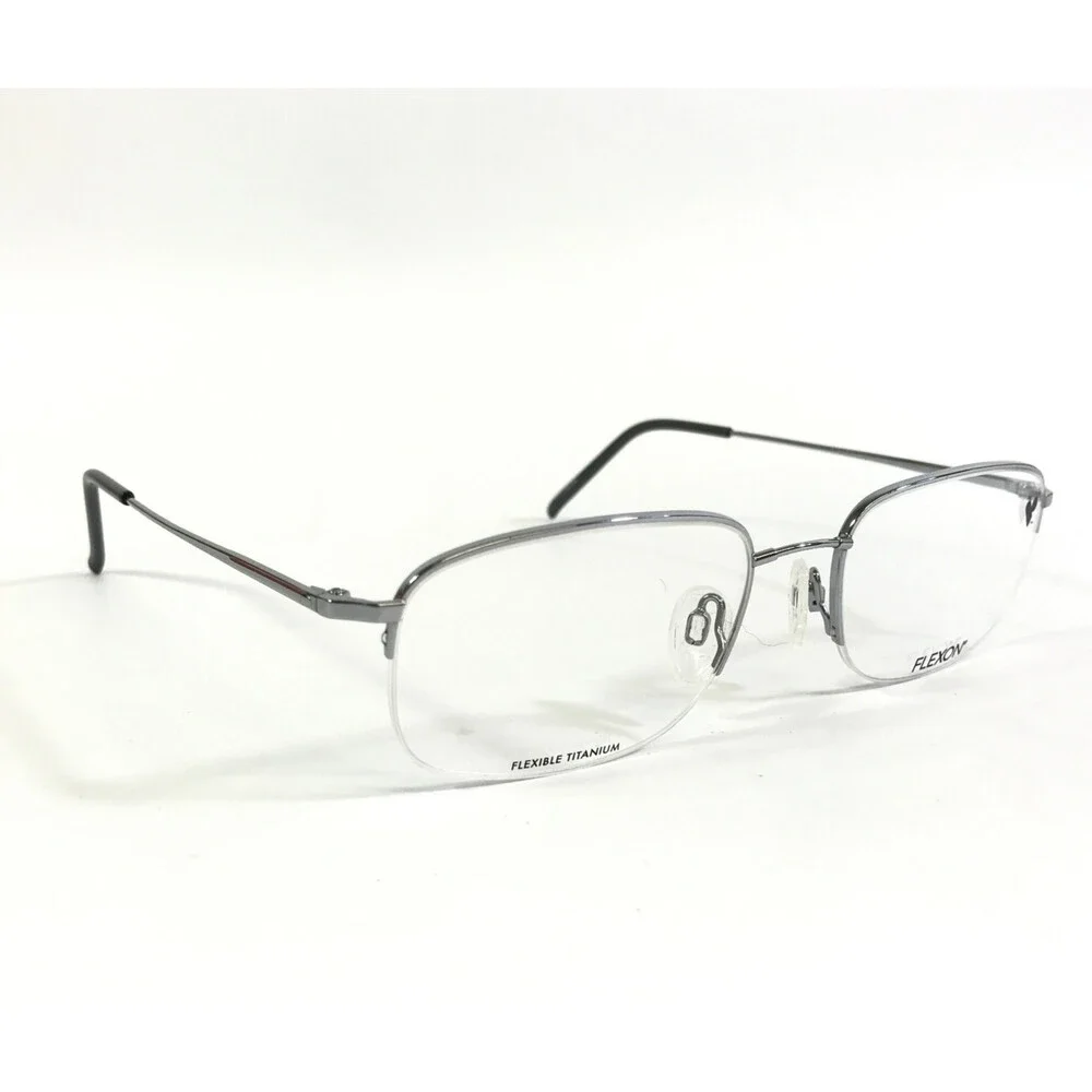 Flexon Eyeglasses Frames 606 LT GUNMETAL Square Half Rim Titanium 54-19-140